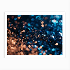 Blue Glitter Bokeh Background Art Print