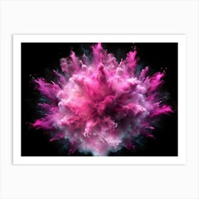 Abstract Explosion Of Pink, Blue, And White Powder Art Print