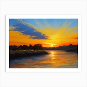 Sunset Over The River Art Print