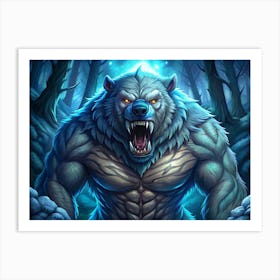 White Wolf In A Forest Art Print