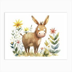 Little Floral Donkey 2 Art Print
