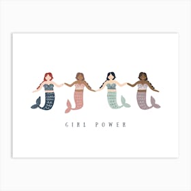 Girl Power Mermaids Art Print