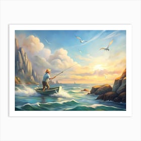 Fishing On The Ocean Art Print