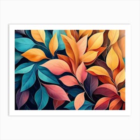 Beautiful Illustration Of Colorful Leaves 4 Art Print