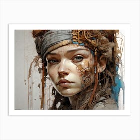 Young Poor Woman - Detailed Color Portrait in Griffiths Style Art Print