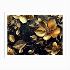 Gold Flowers 25 Art Print