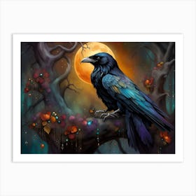 Raven In The Forest Art Print