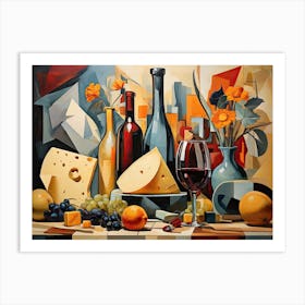 Wine And Cheese Painting Art Print