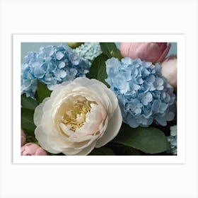 Peonies And Hydrangeas Art Print