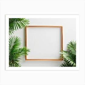 Blank Frame With Green Leaves Art Print