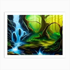 Waterfall In The Forest Art Print