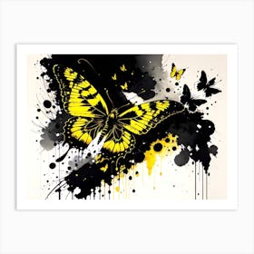 Black And Yellow Butterfly Art Print