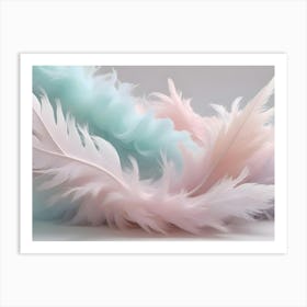 A Soft, Dreamy Image Of White Feathers With Pastel Hues Of Blue And Pink, Creating A Delicate And Airy Feel Art Print