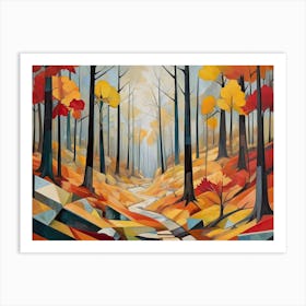 Cubist Forest Landscape Art Print