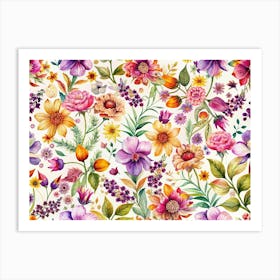 Watercolor Floral Pattern Art Print