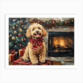 Christmas Goldendoodle 7 Art Print