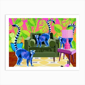 Lemurs In The House Art Print