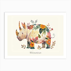 Little Floral Rhinoceros 2 Poster Art Print