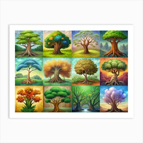 Collage Of Different Trees Art Print