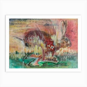 Animal Wall Art, Hare Mixed Media Art Print