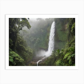 Waterfall In The Rainforest Paintings Art Print Art Print