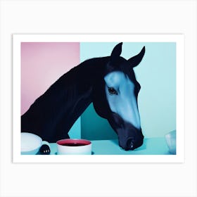 Horse With A Cup Art Print