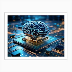 Abstract Concept Of A Brain Resembling An Intricate Circuit Board With Neural Lines Crisscrossing A (1) Art Print