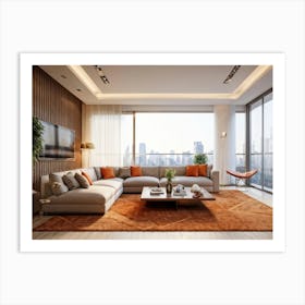 An Elegant Living Room In The Heart Of Autumn Brimming With Fine Furniture A Comfortably Plush Sof (3) 1 Art Print