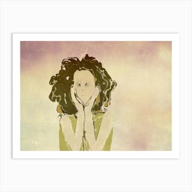 Woman With Curly Hair Art Print