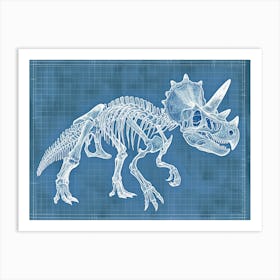 Protoceratops Dinosaur Skeleton Blue Print Art Print