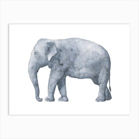 Elephant Watercolour Landscape Art Print