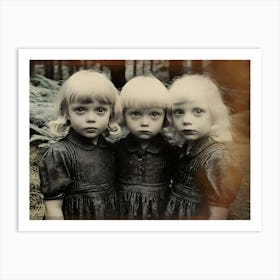 Three Little Girls In The Woods Art Print