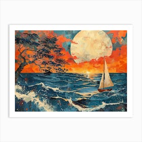 Sailboat At Sunset 1 Art Print