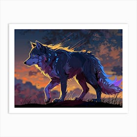 Wolf At Sunset Art Print