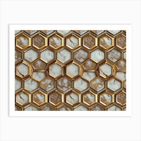 Gold Mosaic Tile Background Art Print