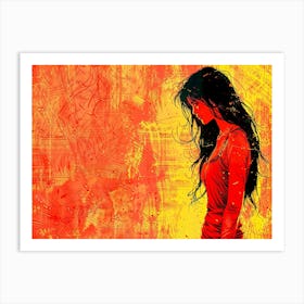 Girl With Long Hair Art Print