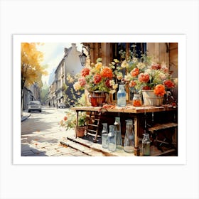 Flowers On The Street Art Print