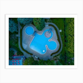 Italy, Milan, San Donato Milanese Aerial view of swimming pool. Beautiful pool ready to holiday tourists. Art Print