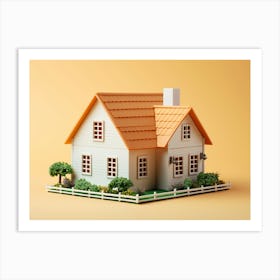 House On A Yellow Background 1 Art Print