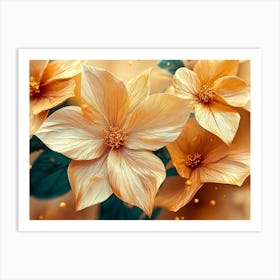 Golden Floral Background 1 Art Print