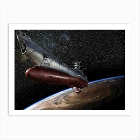 Spaceship in space in a scenic view Art Print