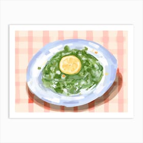 A Plate Of Spinach, Top View Food Illustration, Landscape 4 Art Print