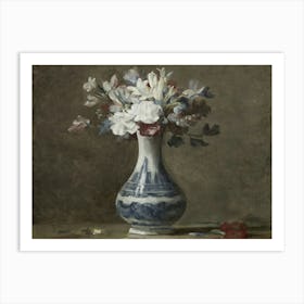 Flowers In A Blue And White Vase Art Print