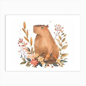Little Floral Capybara 1 Art Print