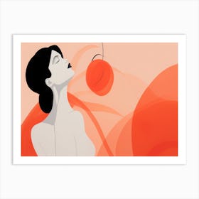 Woman Holding An Orange Art Print