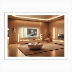 A Modern Living Room Interior With A Brown Color Scheme Art Print