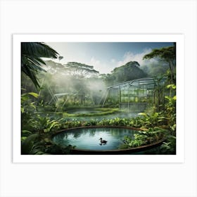 Duck Pond Nestled In A Lush Rainforest Transparent Arrow Signaling A Circular Cycle Of Sustainabili (5) Art Print