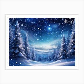 Banner Featuring A Majestic Winter Landscape Blanketed By Pristine Snow Where Magic Snowflakes Gen Art Print