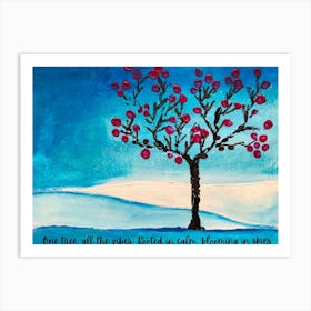 A serene landscape titled One Tree all the Vibes by DollyJ Art Print