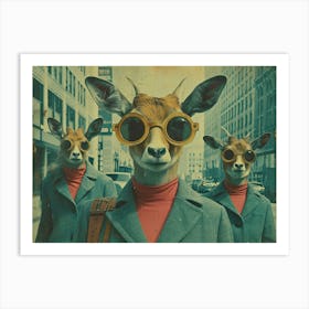 Absurd Bestiary: From Minimalism to Political Satire.Deer In The City 1 Art Print